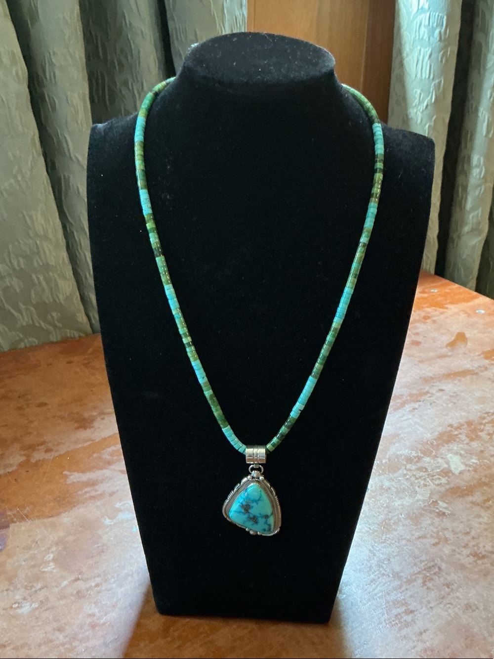 Vintage Sterling Silver Turquoise Pendant Large Southwestern Statement - Picture 5 of 5